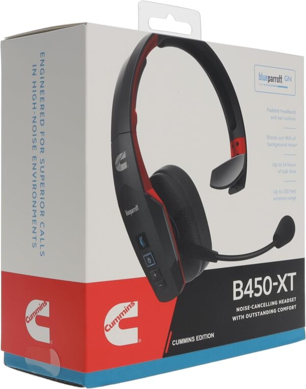 Cummins Edition BlueParrott B450-XT Noise Cancelling Bluetooth Headset – Unique Design with Industry Leading Sound & Improved Comfort, Up to 24 Hours of Talk Time, IP54-Rated, Black Red - Image 6