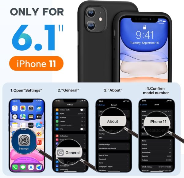 Miracase Designed for iPhone 11 Phone Case, with Screen Protector, Liquid Silicone Gel Rubber Full Body Drop Protection Shockproof Cover Phone Case for iPhone 11 6.1 inch (Black) - Image 8