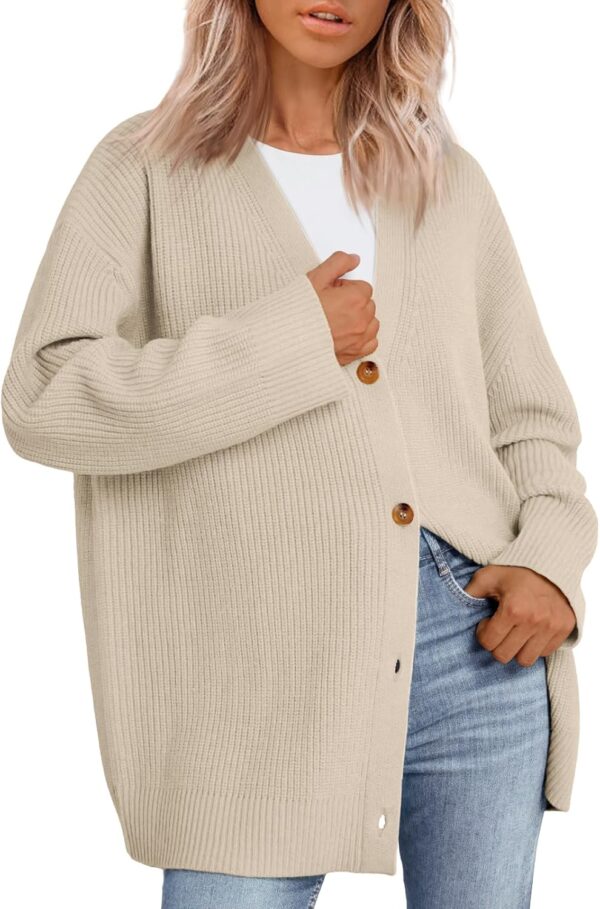 LILLUSORY Women Oversized Cardigan Sweater 2025 Fall Outfits Cloth Fashion V Neck Knit Button Front Casual Trendy Tops - Image 2