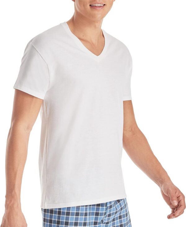 Hanes Mens Cotton, Moisture-wicking V-neck Tee Undershirts, Multiple Packs And Colors - Image 4