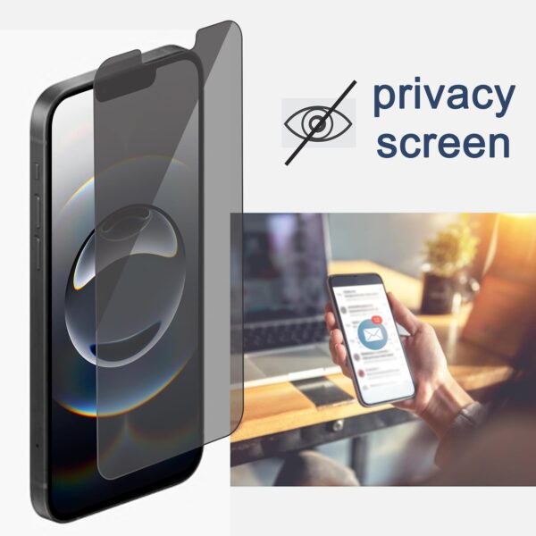 Ailun Privacy Screen Protector for iPhone 16e / iPhone 14 / iPhone 13 / iPhone 13 Pro [6.1 Inch] 2 Pack Anti Spy Private Tempered Glass Anti-Scratch Case Friendly [Not for iPhone 16 6.1 Inch] - Image 3