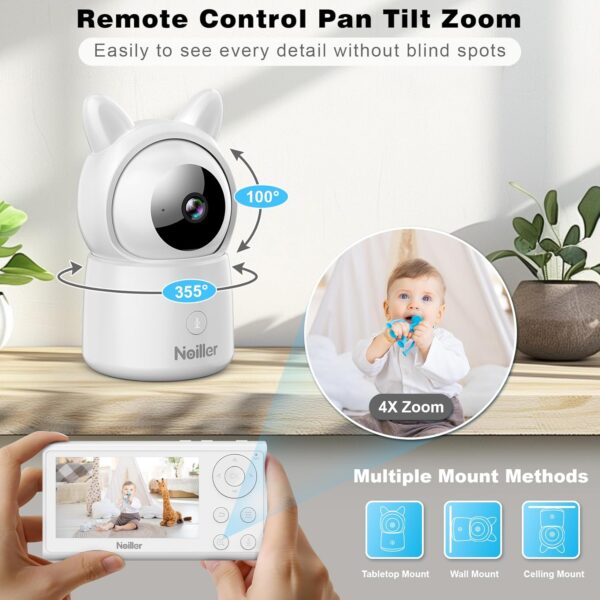 Baby Monitor, 4.3" Video Baby Monitor with 1080P Camera, Smart 2.4G WiFi Audio Monitor with Remote PTZ, Night Vision, 2-Way Talk, Sleep Mode, RGB Night Lights, Lullabies & 1000ft Range, APP Control - Image 5