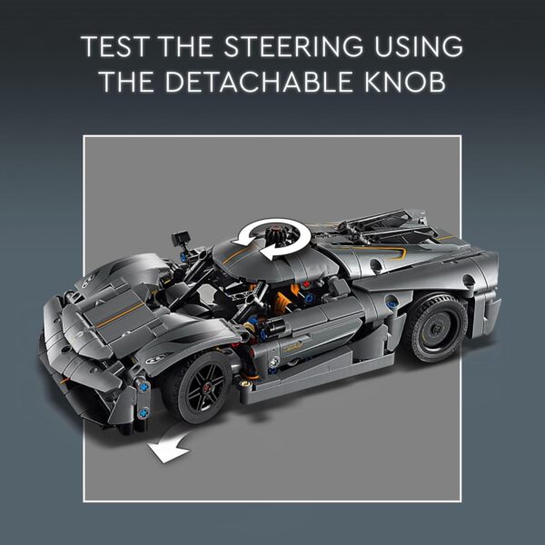 LEGO Technic Koenigsegg Jesko Absolut Grey Hypercar, Sports Car Building Toy Set for Boys and Girls, Vehicle Racing Car for Kids, Buildable Model Kit, Sports Car Toy, Motor Enthusiasts’ Gift, 42173 - Image 6