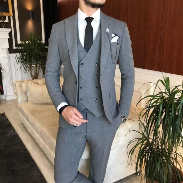 3 Piece Suit Men Slim Fit Double Breasted Suit for Men Wedding Suits Classic One Button Formal Prom Dinner Tuxedo - Image 9