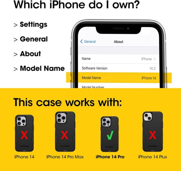 OtterBox iPhone 14 Pro (ONLY) Commuter Series Case - Black, Slim & Tough, Pocket-Friendly, with Port Protection - Image 3