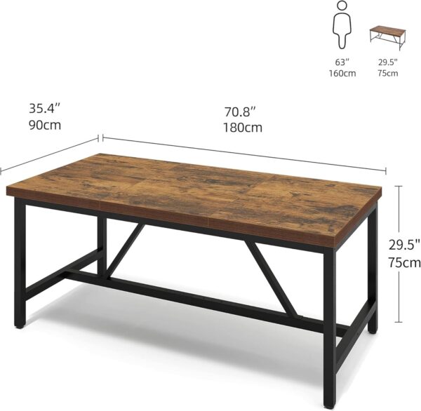 YITAHOME 70.8" Large Kitchen Dining Room Table for 6-8 People, Rustic Brown Farmhouse Industrial Wood Style Rectangle Apartment Dinning Room Dinette Tables for Eating Dinner - Image 3