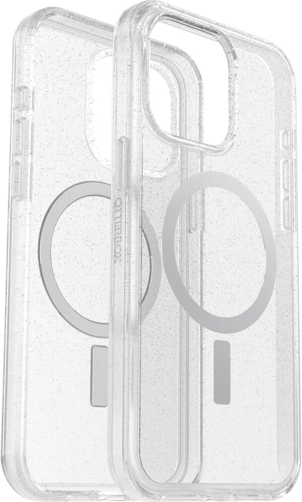 OtterBox iPhone 15 Pro MAX (Only) Symmetry Series Clear Case - Stardust (Clear/Silver), Snaps to MagSafe, Ultra-Sleek, Raised Edges Protect Camera & Screen - Image 6