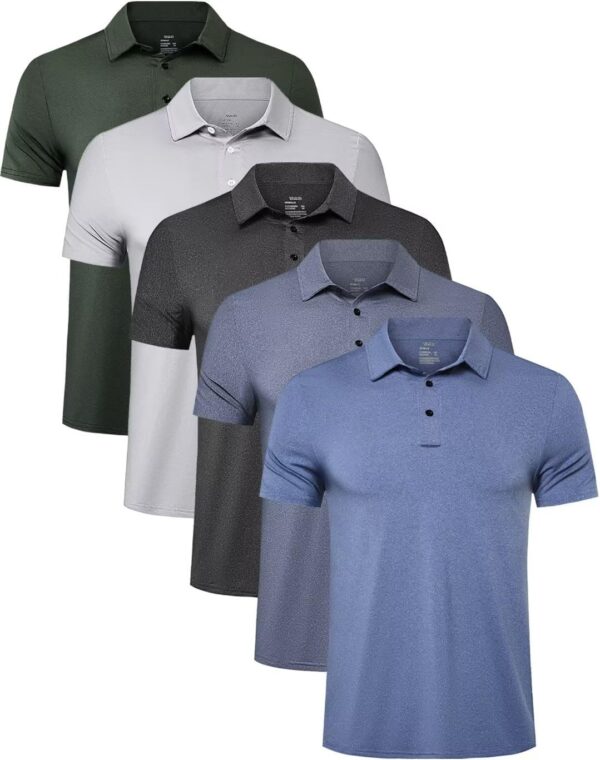 TELALEO 4/5 Pack Mens Polo Shirts Quick Dry Short Sleeve Golf T Shirt Performance Moisture Wicking Casual Workout - Image 2