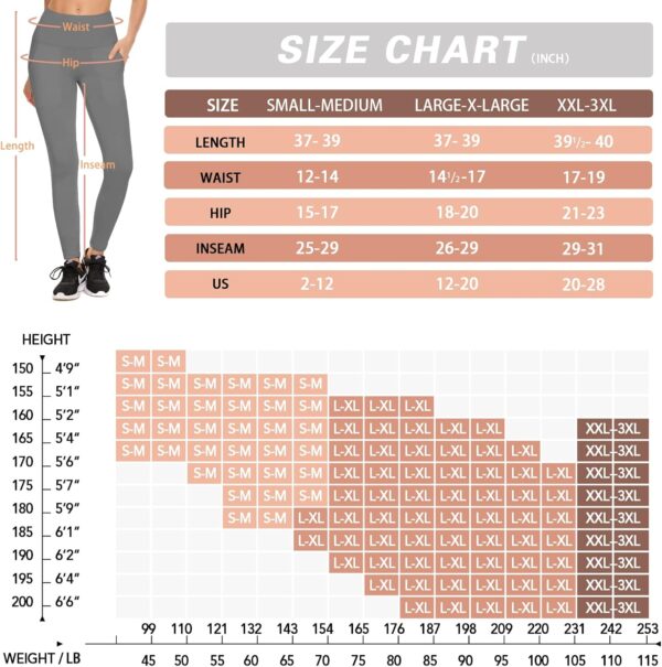 NEW YOUNG 3 Pack Leggings with Pockets for Women,High Waisted Tummy Control Workout Yoga Pants - Image 8