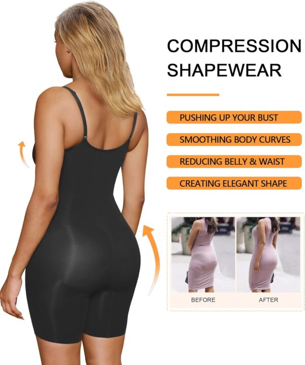 SHAPERX Women's Shapewear Bodysuit Tummy Control Body Shaper Seamless Sculpting Snatched Waist Body Suit - Image 5