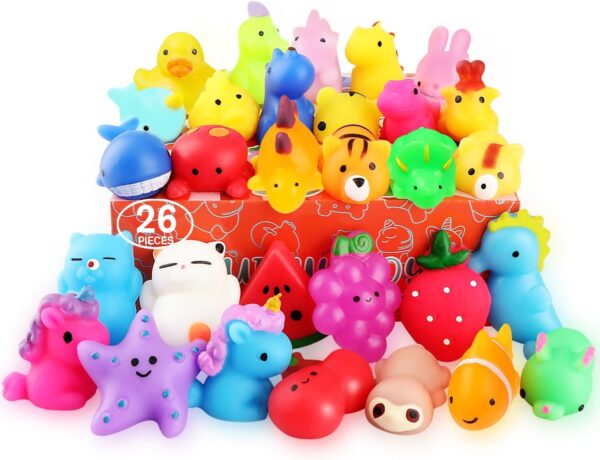 Squishies, 26 Pack Mochi Squishy Toys - Kawaii Cat Squishys Slow Rising Animals - Party Favors, Goodie Bag, Birthday Gifts, Mini Squishies Stress Reliever Toy Pack - Image 2