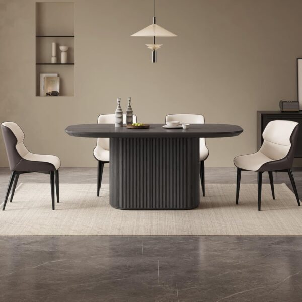 62.99" Oval Dining Table, Modern Kitchen Table for 6 People, Indoor Rectangular Dining Room Table for Kitchen, Bar, Living Room, Home, Dark Grey, Table Only - Image 10