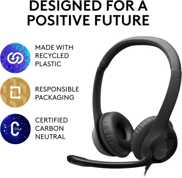 Logitech H390 Wired Headset for PC/Laptop, Stereo Headphones with Noise Cancelling Microphone, USB-A, in-Line Controls for Video Meetings, Music, Gaming and Beyond - Black - Image 10