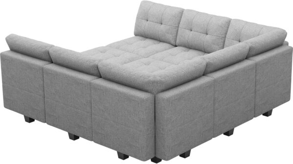 Belffin Modular Sectional Sleeper Sofa Couch with Storage Seat Reversible Modular Sofa Couch Oversized Sleeper Sectional Sofa Bed Set Light Grey - Image 10