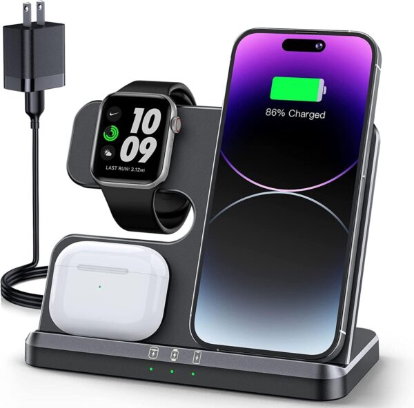 3 in 1 Charging Station for Apple Wireless Charger for iPhone 16 15 14 13 12 11 X 8 & for Apple Watch Charger Wireless Charging Station for Multiple Devices for AirPods 4 3 Pro - Image 2