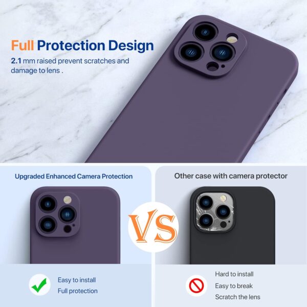 Miracase Designed for iPhone 14 Pro Case, with Tempered Glass Screen Protector, [Upgraded Camera Protection], Shockproof Liquid Silicone Rubber Phone Case Cover for 14 Pro 6.1 inch (Dark Purple) - Image 9