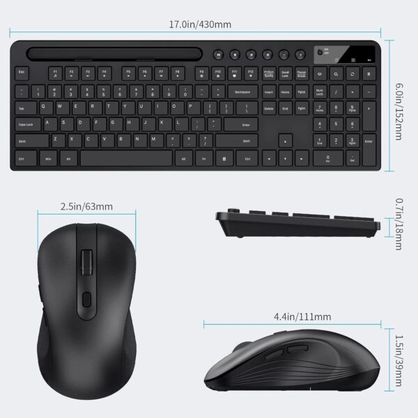 Wireless Keyboard and Mouse Combo, MARVO 2.4G Ergonomic Wireless Computer Keyboard with Phone Tablet Holder, Silent Mouse with 6 Button, Compatible with MacBook, Windows (Black) - Image 5