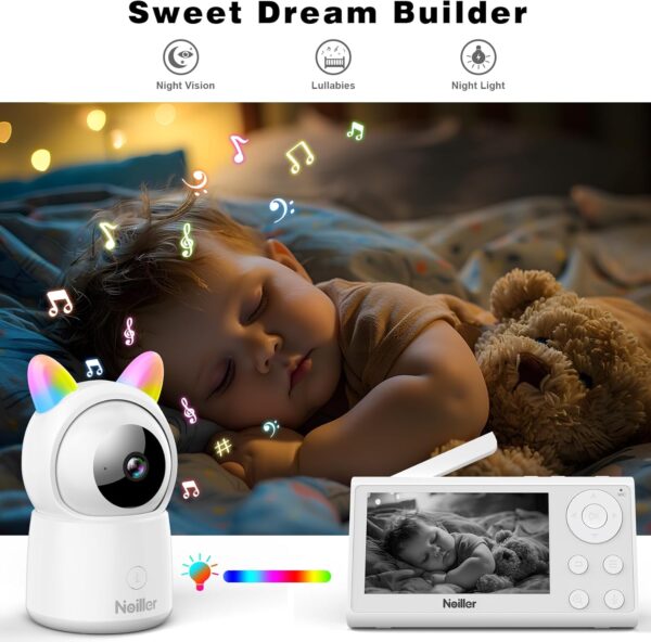 Baby Monitor, 4.3" Video Baby Monitor with 1080P Camera, Smart 2.4G WiFi Audio Monitor with Remote PTZ, Night Vision, 2-Way Talk, Sleep Mode, RGB Night Lights, Lullabies & 1000ft Range, APP Control - Image 7