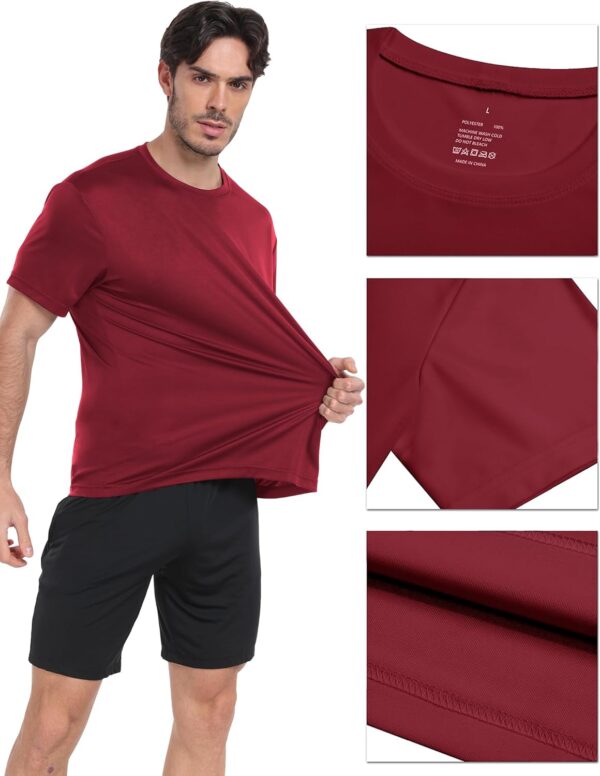 1/5 Pack Workout Shirts for Men Athletic Running Gym Quick Dry Short Sleeve Performance Moisture Wicking T Shirt - Image 4