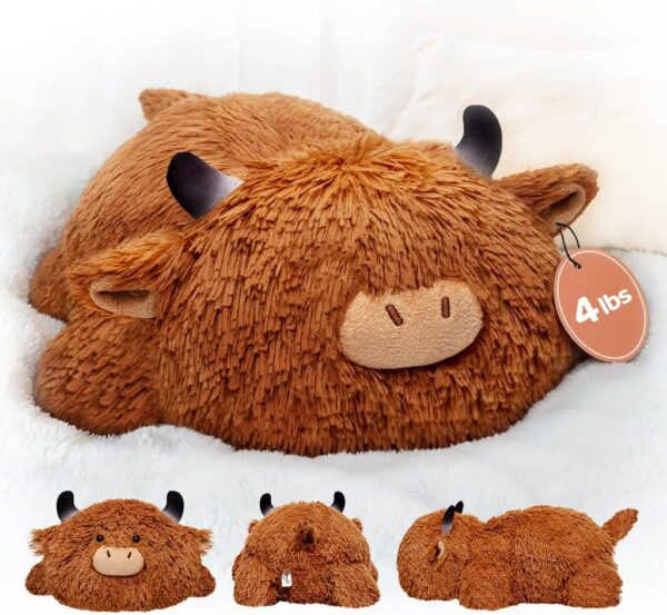 Weighted Highland Cow Plush, Weighted Stuffed Animals 4.0 Lbs, Weighted Cow Plush for Kids, Highland Cow Stuffed Animals, Weighted Plush Toy Birthday Gifts for Women, Girls and Males (23 inch) - Image 2