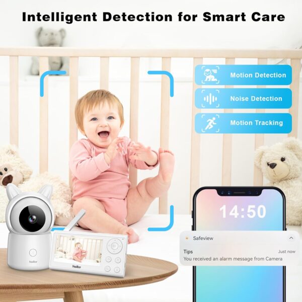 Baby Monitor, 4.3" Video Baby Monitor with 1080P Camera, Smart 2.4G WiFi Audio Monitor with Remote PTZ, Night Vision, 2-Way Talk, Sleep Mode, RGB Night Lights, Lullabies & 1000ft Range, APP Control - Image 4