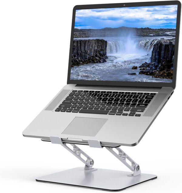 Laptop Stand for Desk, Adjustable Laptop Riser, Metal Laptop Holder Foldable Computer Stand Portable Laptop Mount, Ventilated Cooling Notebook Stand Compatible with 10-15.6” Laptops - Image 2