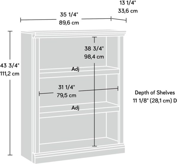 Versatile Sauder 3-Shelf Bookcase in Oiled Oak Finish for Books and E-books - Image 4