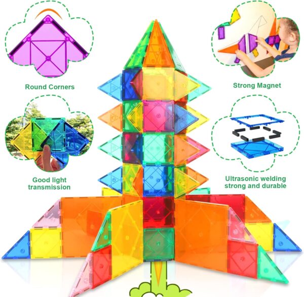 Magnetic Tiles Toddler Toys Magnetic Building Blocks for Kids Ages 3-12 STEM Educational Toys for Girls & Boys Sensory Play for Preschool Learning - Image 7