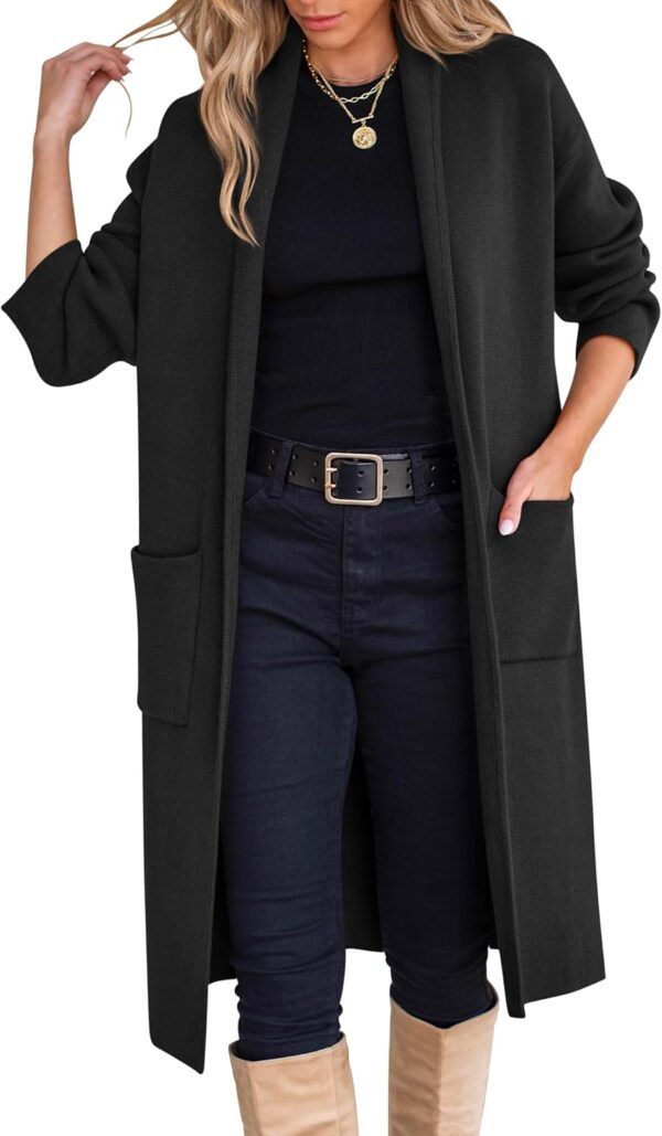 ANRABESS Women's Cardigan Long Sweater Oversized Open Front Knit Duster Coat 2025 Trendy Lady Fall Coatigan Outerwear - Image 2