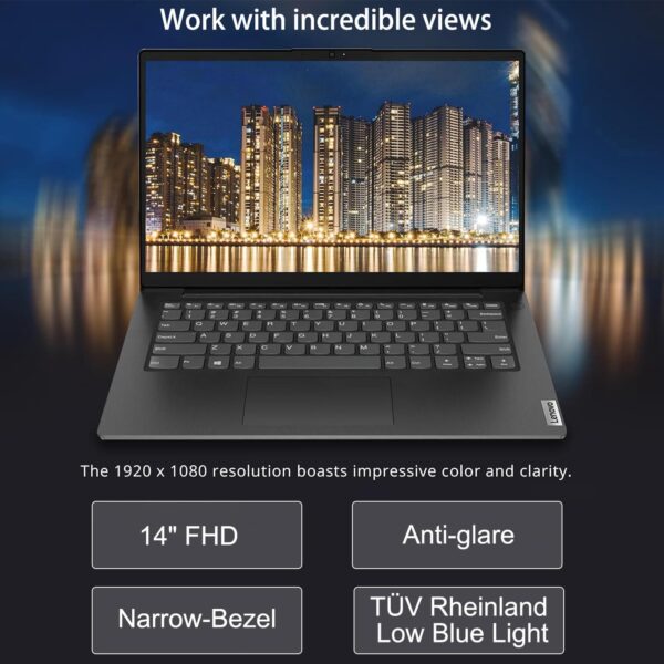 Lenovo V14 Laptop (14" FHD Anti-Glare, 6-Core AMD Ryzen 5 (> i5-1135G7), 16GB RAM, 512GB SSD) for Business & Home & Student, Thin & Light, Webcam w/Shutter, Ethernet, Windows 11 Pro, Black - Image 6