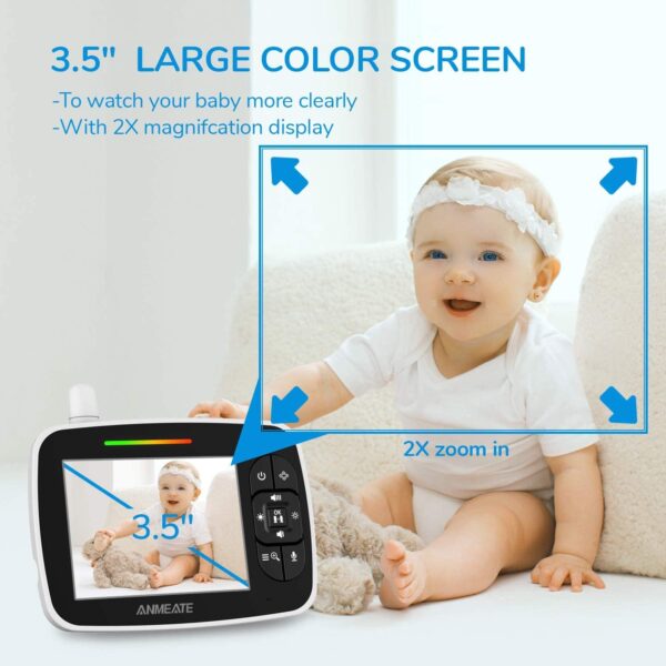 ANMEATE Child Monitor with Distant Pan-Tilt-Zoom Digital camera,Giant Show Video Child Monitor with Digital camera and Audio |Infrared Night time Imaginative and prescient |Two Manner Speak | Room Temperature| Lullabies and 960ft Vary（Black） - Image 5