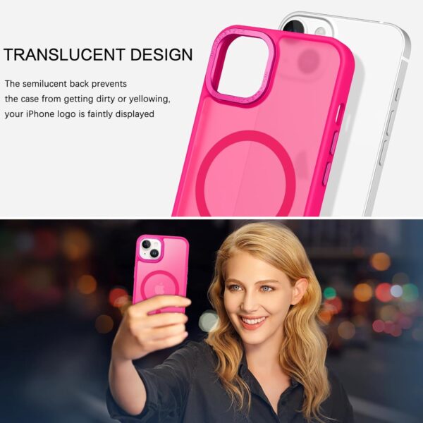 BENTOBEN Magnetic for iPhone 13 Case & iPhone 14 Case [Compatible with Magsafe] Translucent Matte Phone Case iPhone 13/14 Slim Shockproof Women Men Protective Cover for iPhone 13/14 6.1", Hot Pink - Image 8