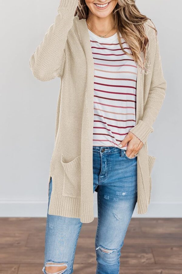 Cozy and Stylish: Lengthy Sleeve Waffle Knit Sweater - Image 3