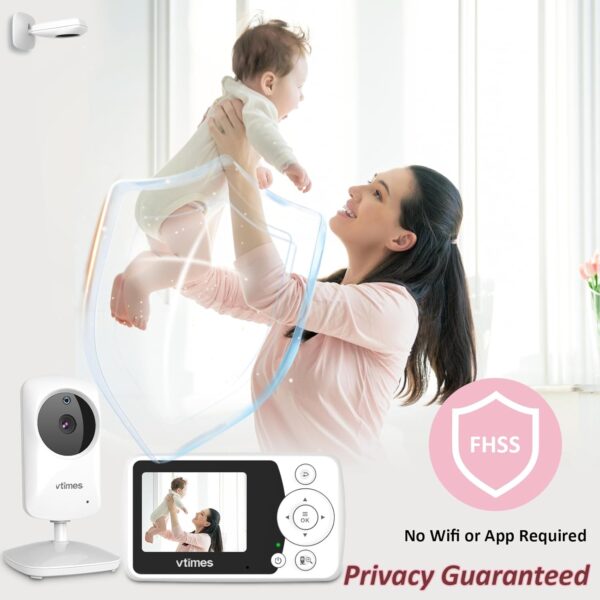 Baby Monitor with Camera and Audio, Video Baby Monitor No WiFi Night Vision, 2.4" LCD Screen Portable Baby Camera VOX Temperature Sensor Lullaby Alarm 1000ft Range, Ideal for Baby/Elderly/Pet - Image 3