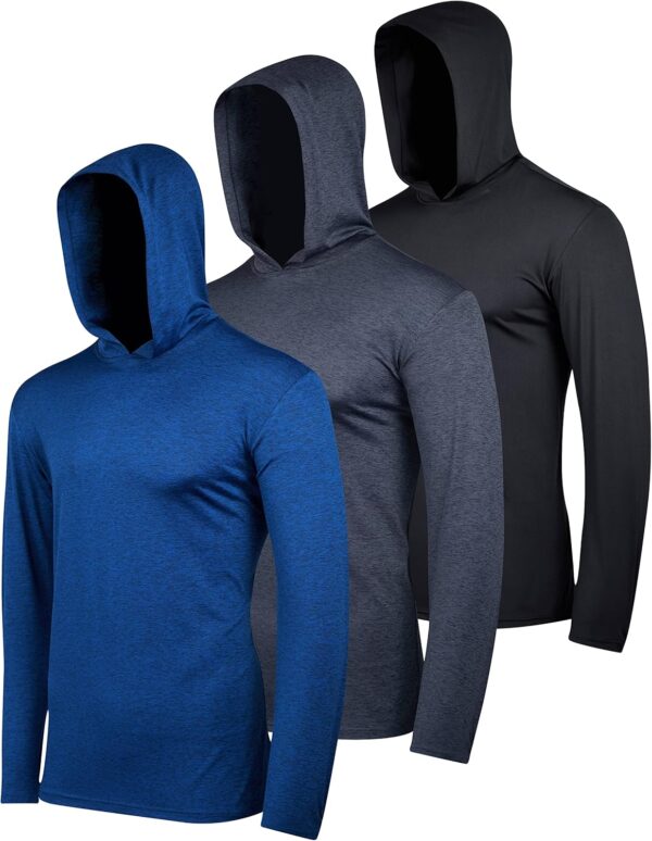 Real Essentials 3 Pack: Men's Dry Fit Wicking Long Sleeve Fishing Active Hoodie Pullover Sweatshirt (Big & Tall) - Image 2