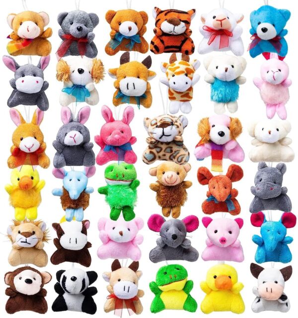 JOYIN 36 Pack Mini Animal Plush Toy Assortment (36 Units 3" Each),Bulk Stuffed Animals Party Favors for Kids, Small Animals Plush Keychain Decoration, Carnival Prizes, Valentine's Day Party Favors - Image 2