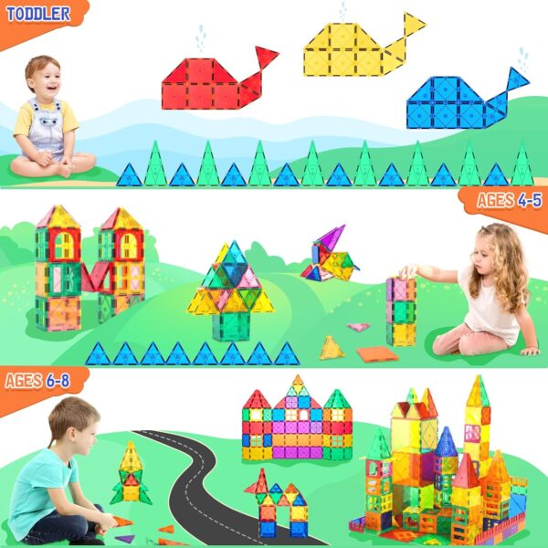 Magnetic Tiles Toddler Toys Magnetic Building Blocks for Kids Ages 3-12 STEM Educational Toys for Girls & Boys Sensory Play for Preschool Learning - Image 5