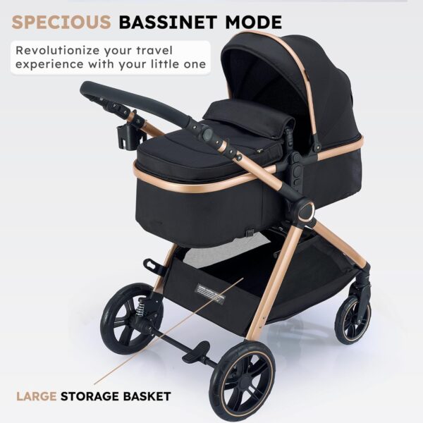 2 in 1 Baby Stroller, Convertible Bassinet Pushchair for Infants and Newborns 0-36 Months - Image 4