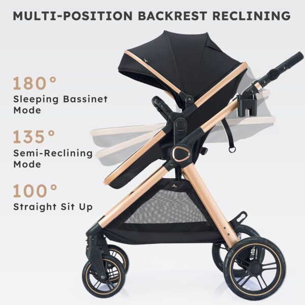 2 in 1 Baby Stroller, Convertible Bassinet Pushchair for Infants and Newborns 0-36 Months - Image 5