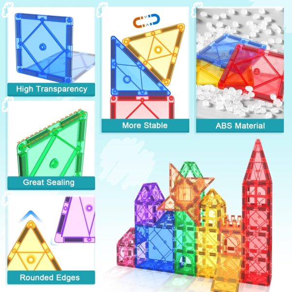 Magnetic Tiles Toddler Toys Magnetic Building Blocks for Kids Ages 3-12 STEM Educational Toys for Girls & Boys Sensory Play for Preschool Learning - Image 8