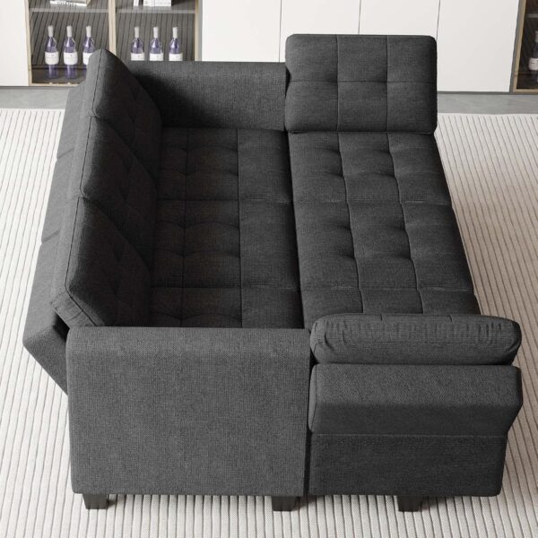 Belffin Modular Sectional Sofa with Storage Sectional Sleeper Couch Modular Sofa Bed for Living Room Dark Grey - Image 7