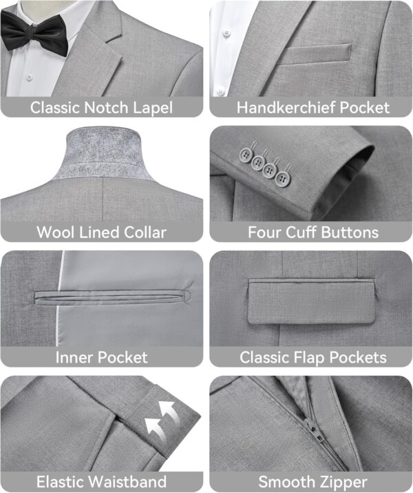 WEEN CHARM Men's Suits Slim Fit 2 Piece Two Button Blazer Wedding Prom Tuxedo Single Breasted Jacket Pants Set - Image 4