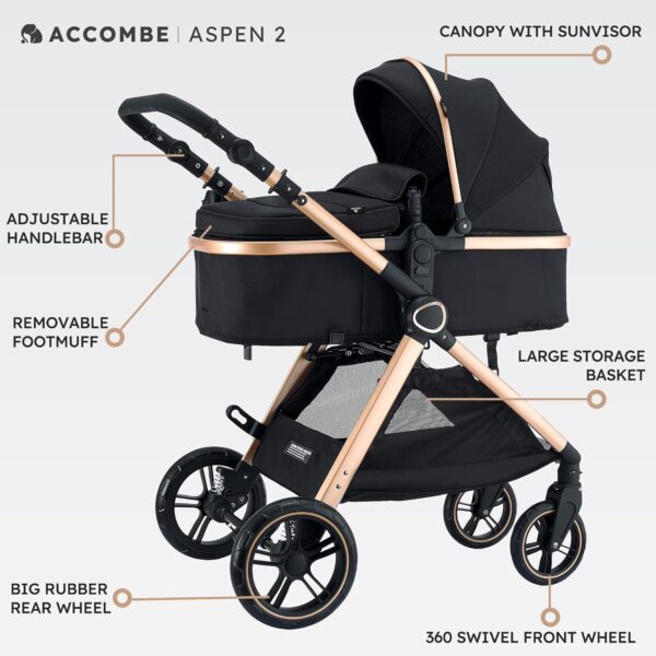 2 in 1 Baby Stroller, Convertible Bassinet Pushchair for Infants and Newborns 0-36 Months - Image 7