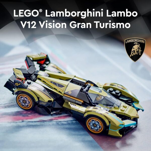 LEGO Speed Champions Lamborghini Lambo V12 Vision GT Super Car, Formula 1 Vehicle Toy, Driving Playset, Buildable Model Set for Kids, Lamborghini Car, Gift for Kids and Gaming Fans, F1 Toy Car, 76923 - Image 3