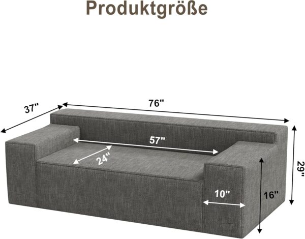 Modern 3-Seater Sofa, Hybrid Sofa in a Box, No Assembly Required, Comfy Sofa Couch with 3 Matching Pillows, Cat-Scratch Resistant Linen, Couch for Living Room or Bedroom, Grey - Image 8