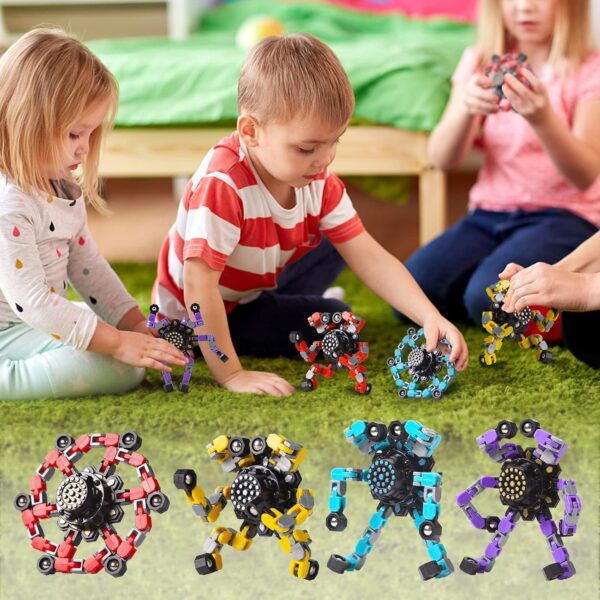 Easter Basket Stuffers Transformable Fidget Spinners 4 Pcs for Kids and Adults Stress Relief Sensory Toys for Boys and Girls Fingertip Gyros for Party Favors Stocking Stuffers Bulk for Kids - Image 4