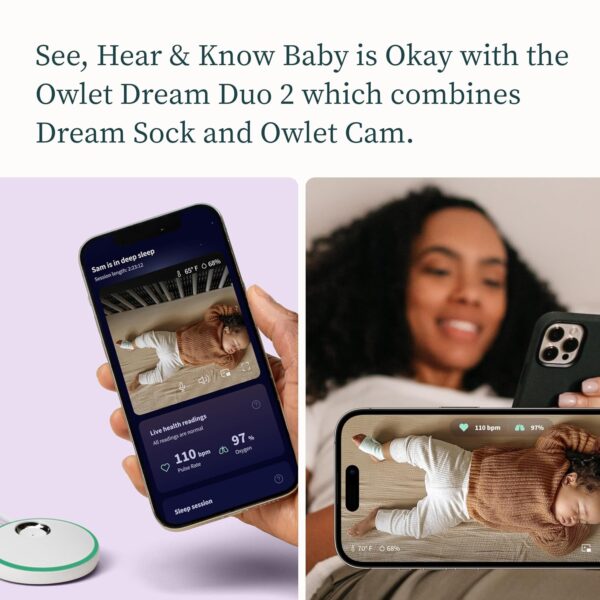 Owlet® Dream Duo Smart Baby Monitor: FDA-Cleared Dream Sock® Plus Owlet Cam 2- Tracks & Notifies for Pulse Rate & Oxygen While Viewing Baby in 1080p HD WiFi Video - Image 6