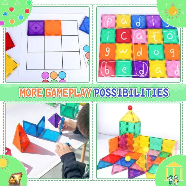 Magnetic Tiles Toddler Toys Magnetic Building Blocks for Kids Ages 3-12 STEM Educational Toys for Girls & Boys Sensory Play for Preschool Learning - Image 3