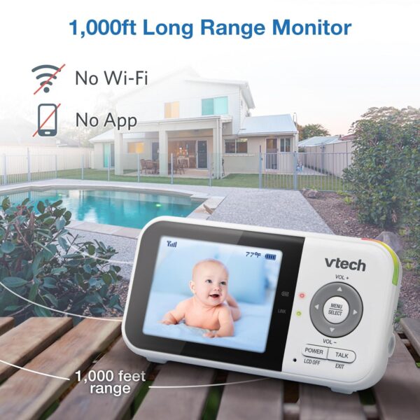 VTech VM819 Baby Monitor with Camera and Audio, 2.8” Screen Portable Baby Camera, Night Vision, 2-Way Audio, Temperature Sensor and Lullabies, Secure Transmission No WiFi, Ideal for Baby/Elderly/Pet - Image 11