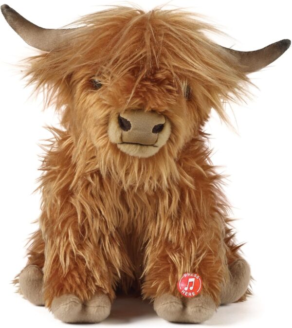 Living Nature Highland Cow Brown Stuffed Animal | Farm Toy with Sound | Soft Toy for Kids | Naturli Eco-Friendly Plush | 9 Inches - Image 2